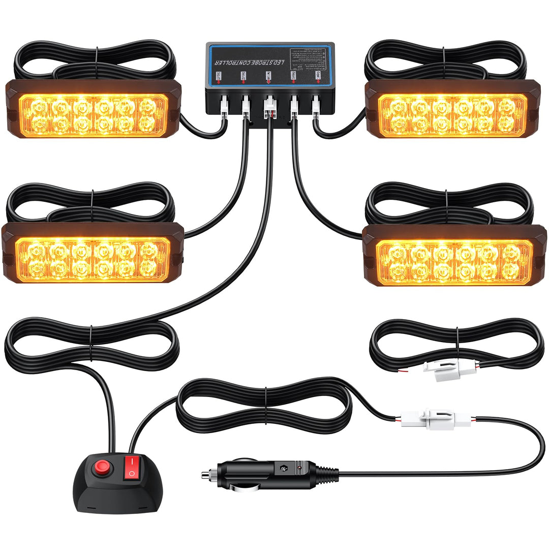 12LED Warnlicht Frontblitzer Stroboskoplicht Blinklicht Warnleuchte 12V 24V Wasserdicht IP68 Notfall