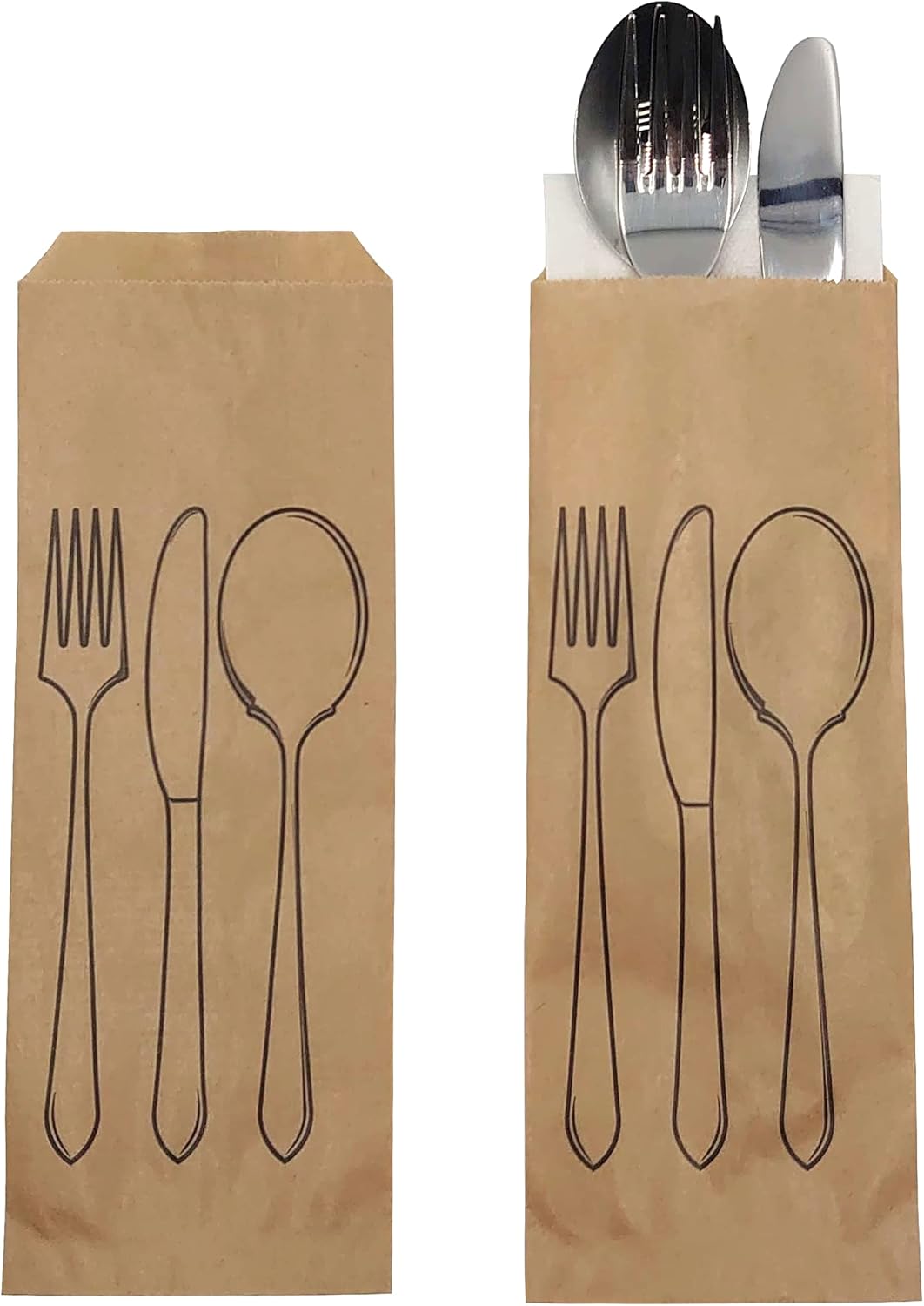PAKNOR® 1000stk Papiertüte für Besteck - 9 x 25 cm, bestecktaschen papier, kraftpapier tüten, Perfek