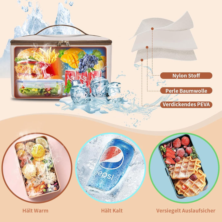 BERTASCHE Lunch Rucksack, Laptop Rucksack Damen 15,6 Zoll mit Isoliertes Kühltasche, 2-in-1-Arbeitsr