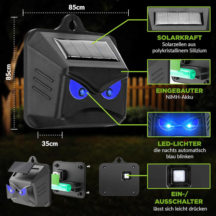 ISOTRONIC – Solar Tiervertreiber gegen Wildtiere wie Waschbären, Rehe, Füchse, Wildschweine u.v.m. –