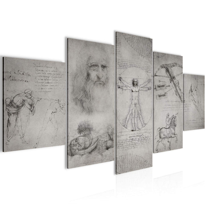 Runa Art Wandbilder Leonardo Da Vinci 5 Teilig Bild auf Vlies Leinwand Deko Wohnzimmer Schlafzimmer