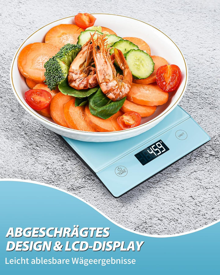 Küchenwaage Digital 10KG Küchenwaagen Glas Digitale Waage Elektronische Haushaltswaage zum Backen, T