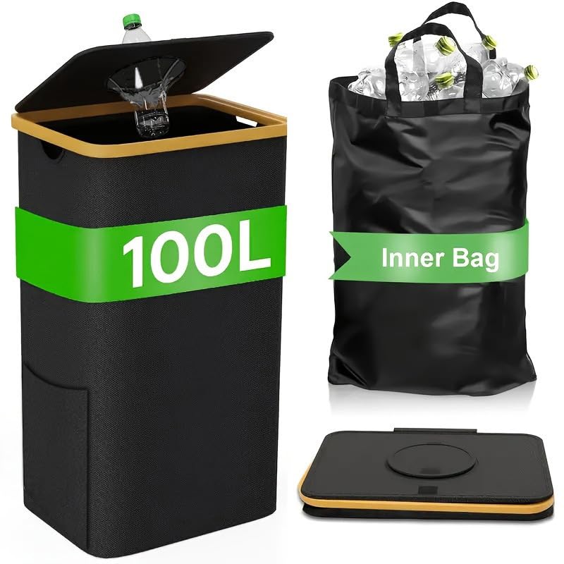 Jobfun 100L Pfandflaschen Sammelbehälter mit Deckel Behälter Leergut & Altglas Aufbewahrung Flaschen