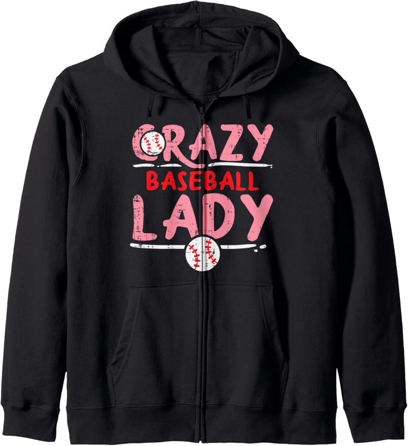 Crazy Baseball Lady Funny Sports Fan Player Team Women Girls Kapuzenjacke