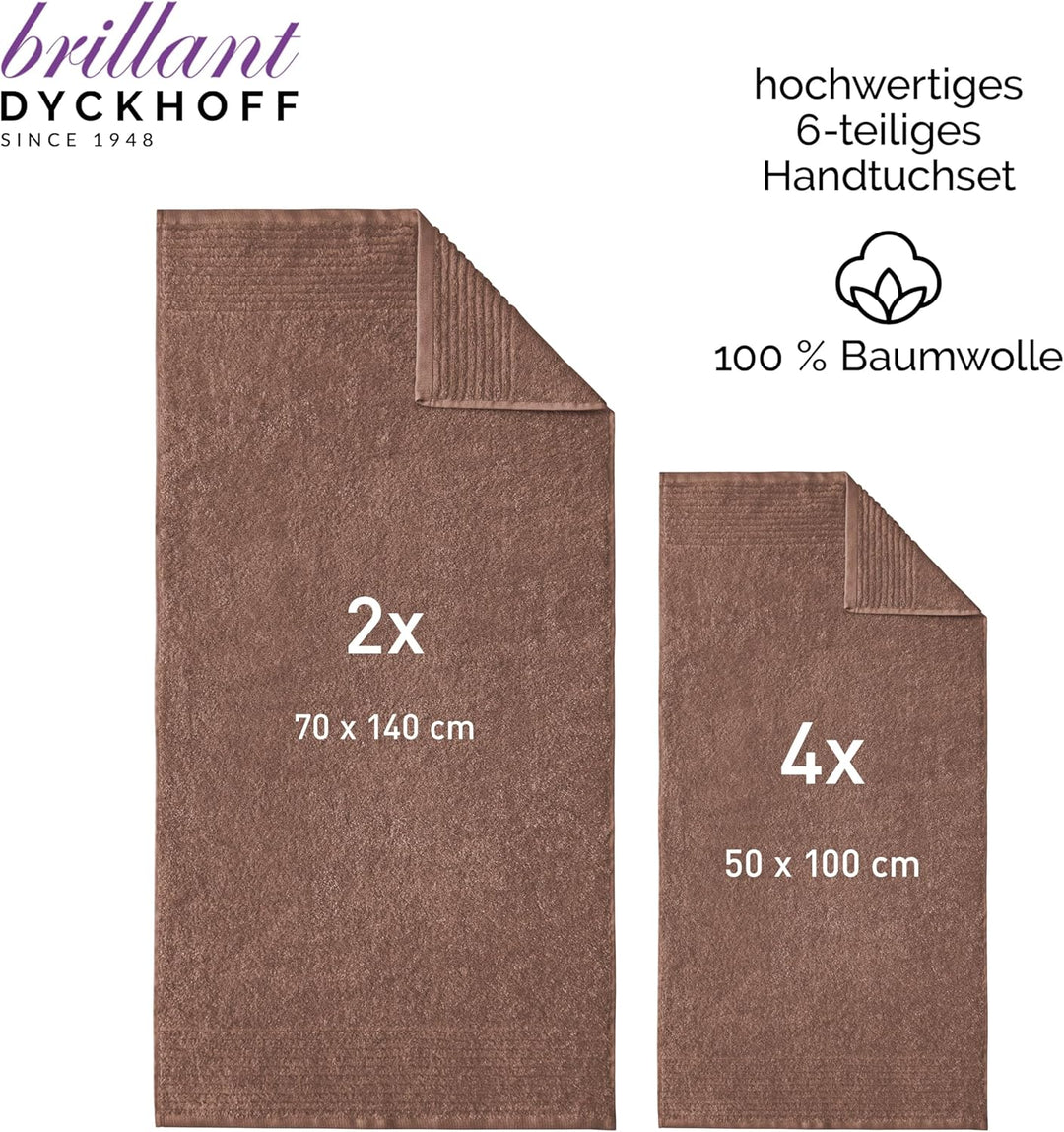 Dyckhoff 0410996215 Handtuchset "Brillant", 2 Badetücher / Duschtücher 70 x 140 cm und 4 Handtücher