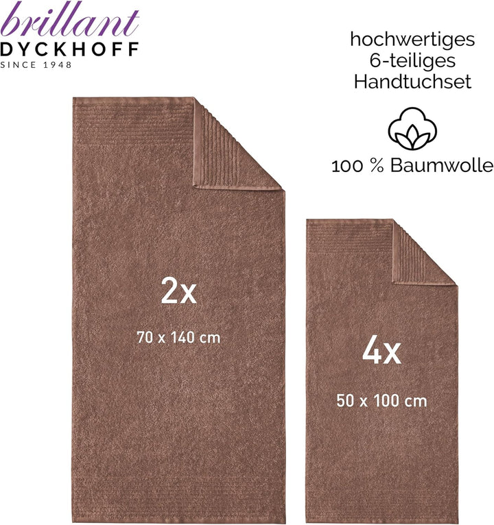 Dyckhoff 0410996215 Handtuchset "Brillant", 2 Badetücher / Duschtücher 70 x 140 cm und 4 Handtücher
