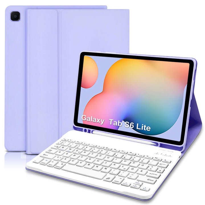 Hülle mit Tastatur für Samsung Galaxy Tab S6 Lite, Schutzhülle mit Pencil Halter Wireless Tastatur (