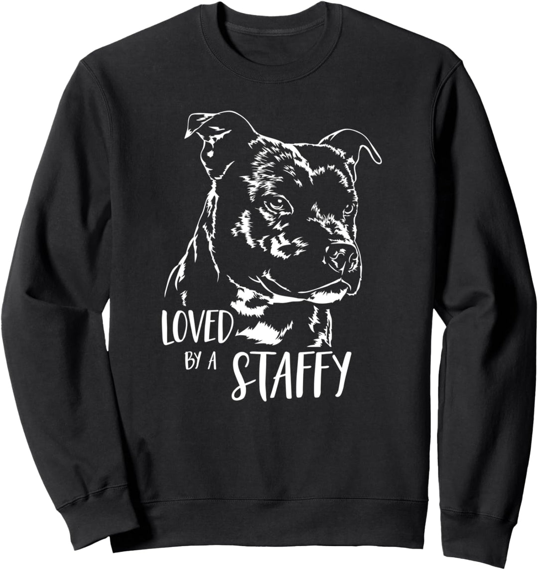 Staffordshire Bullterrier loved by a staffy Hunde Spruch Sweatshirt