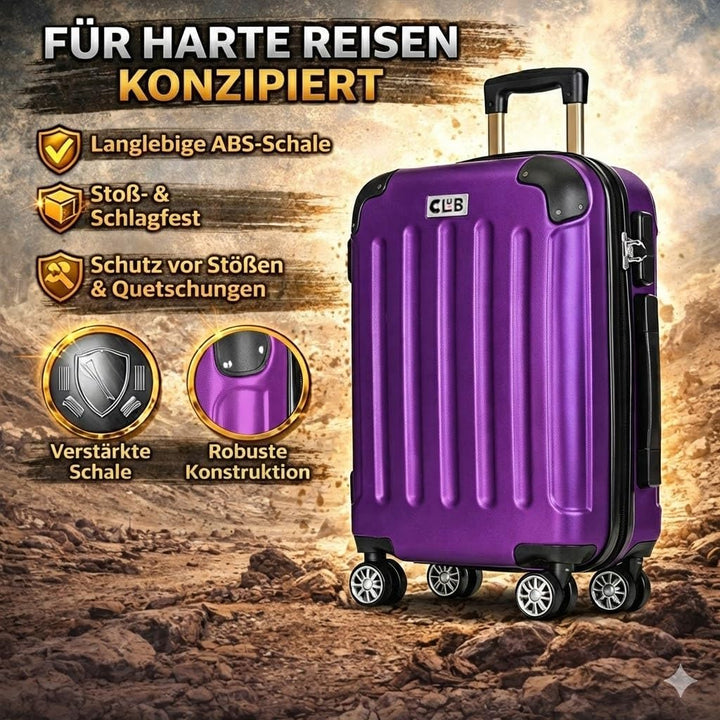 POSH Koffer mittelgross aus ABS - Leichter Hartschalen Trolley 65x45x25 cm - Reisekoffer 62L mit Zah