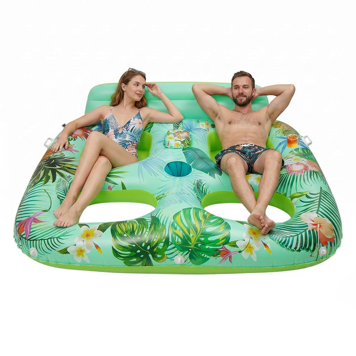 Luftmatratze Pool Doppelt 195 * 161 * 60cm, Aufblasbare Pool Luftmatratze