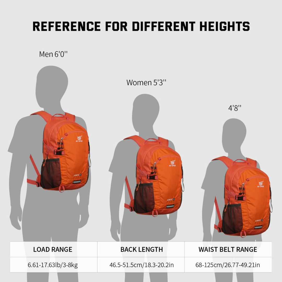 SKYSPER LANTC 20 Leicht Wanderrucksack 20L Klein Rucksack mit Rückenbelüftung Trekkingrucksack aus a