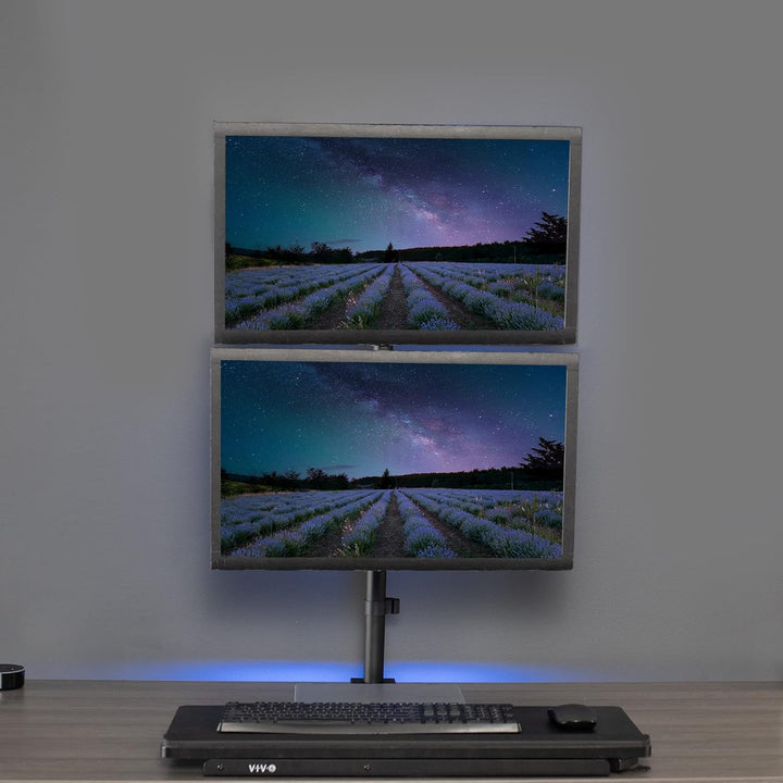VIVO STAND-V012T Ständer für Zwei Monitore, extra hoch, vertikal gestapelt, mit 99 cm Stehstange, vo