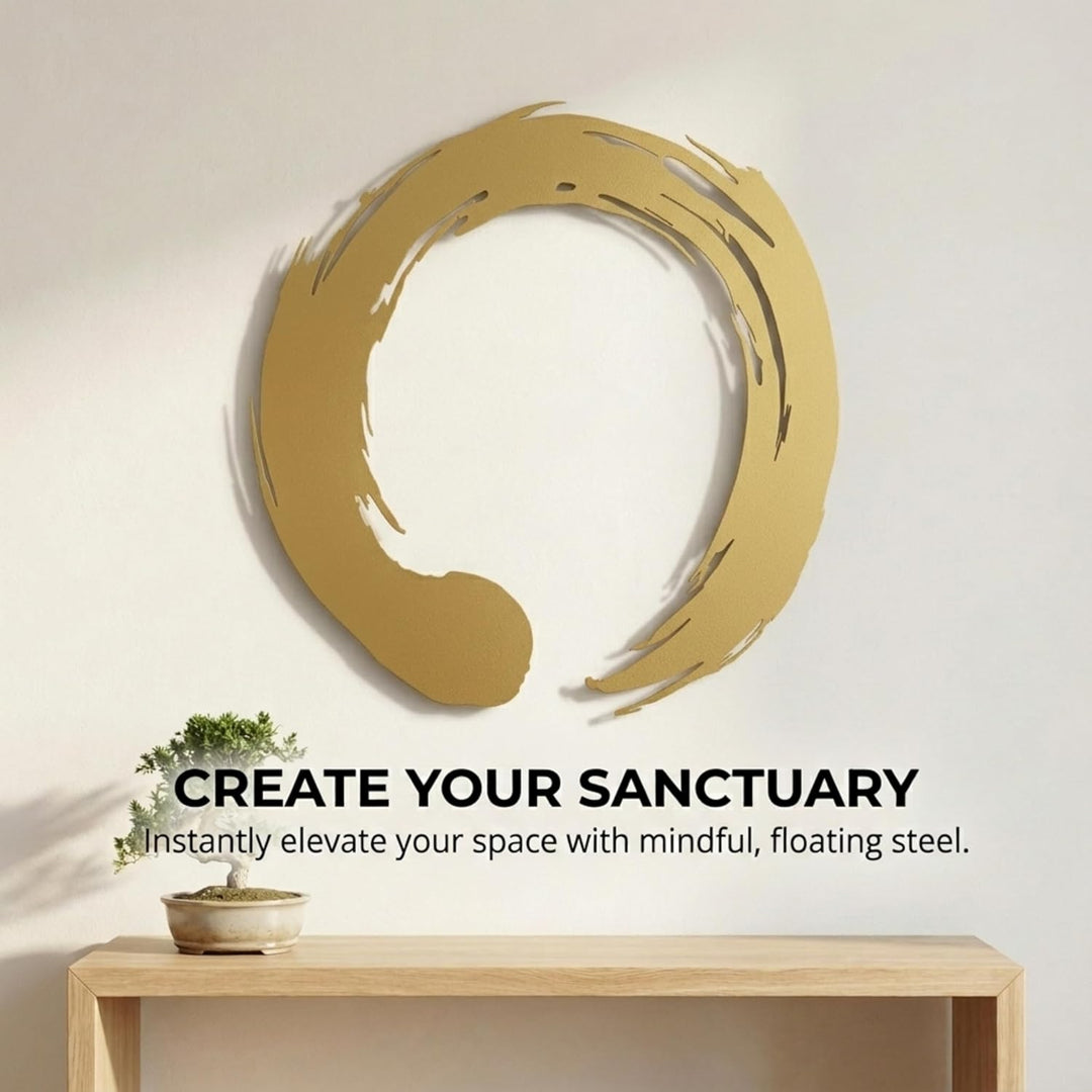 Colorfull Worlds Enso Zen Kreis Metall Wandkunst | Für Wohnzimmer | Büro | Neujahrsgeschenk | Metall