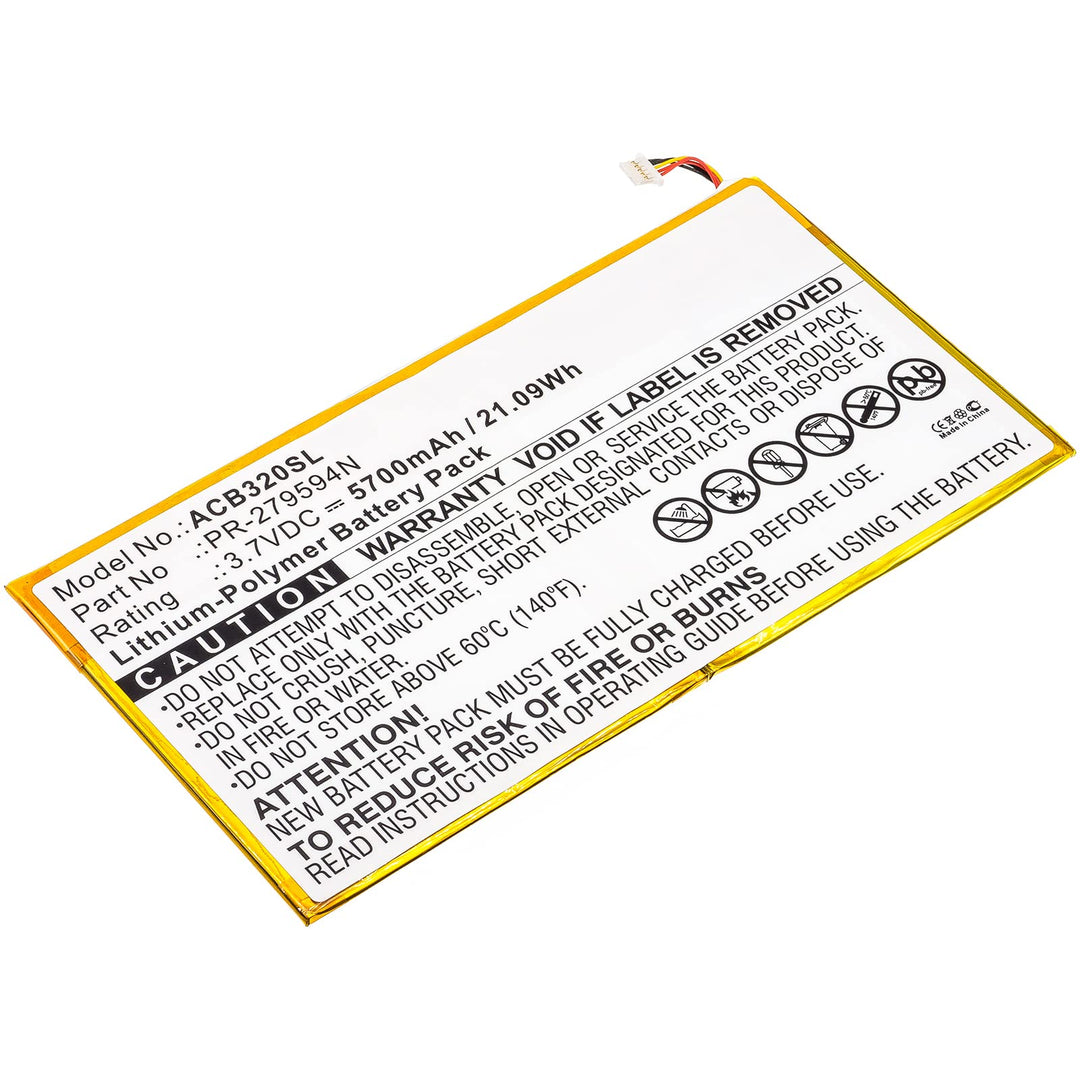 subtel® Ersatz Akku PR-279594N für Acer Iconia Tab 10 (A3-A40) (B3-A30) (B3-A20) 5 Pin 5700mAh Ersat