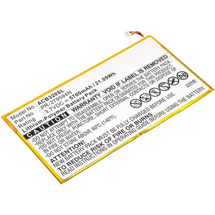 subtel® Ersatz Akku PR-279594N für Acer Iconia Tab 10 (A3-A40) (B3-A30) (B3-A20) 5 Pin 5700mAh Ersat