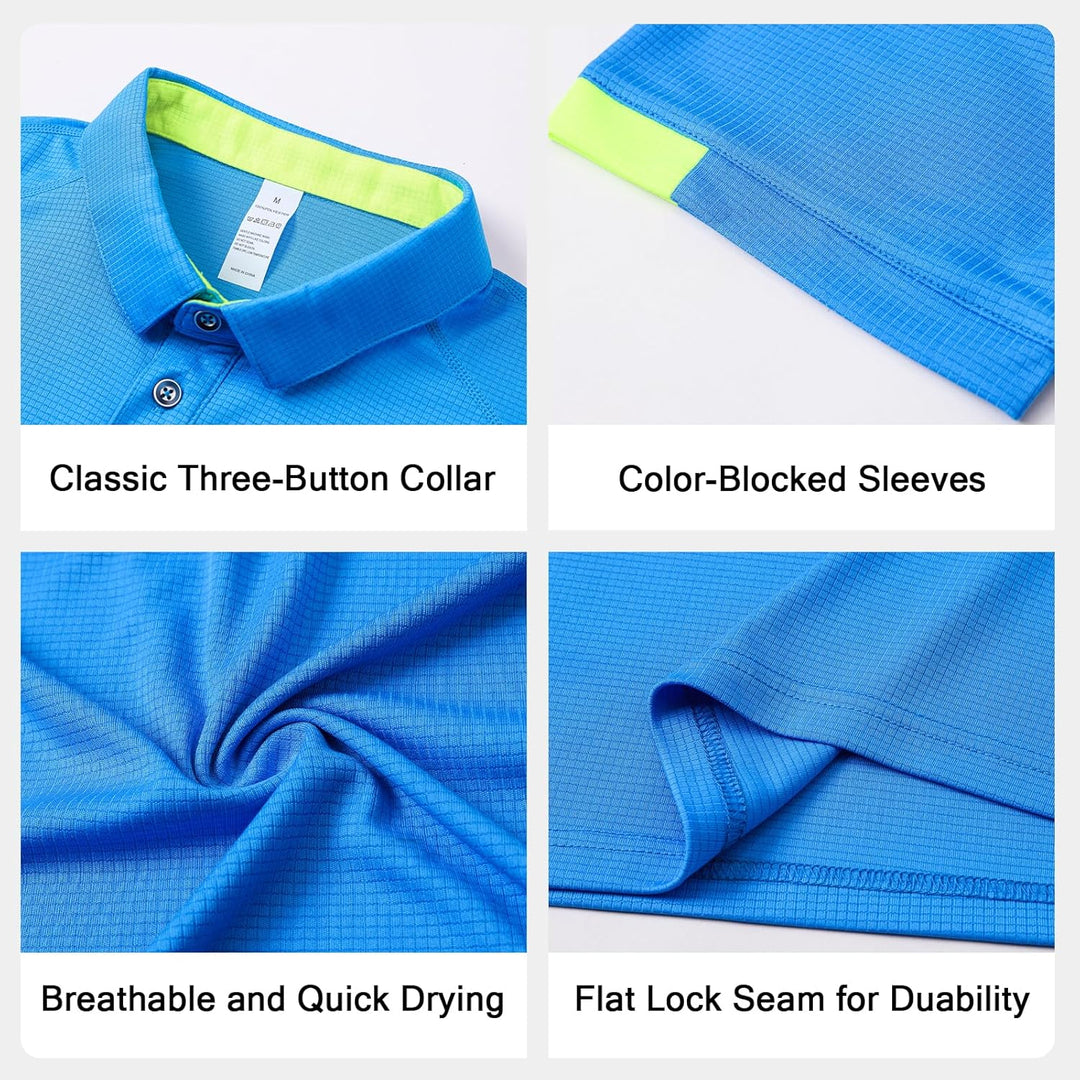 HUAKANG 3er Pack Poloshirt Herren Kurzarm Schnelltrocknend Atmungsaktives Tennis Poloshirt Herren So
