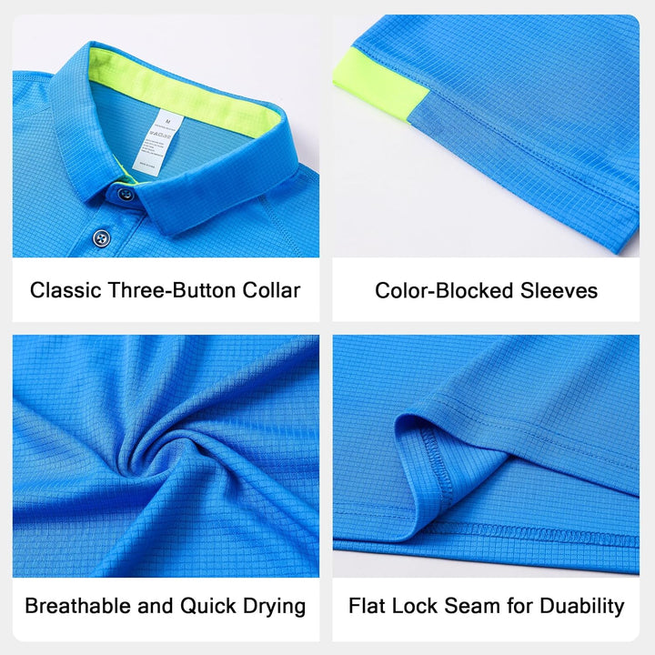 HUAKANG 3er Pack Poloshirt Herren Kurzarm Schnelltrocknend Atmungsaktives Tennis Poloshirt Herren So