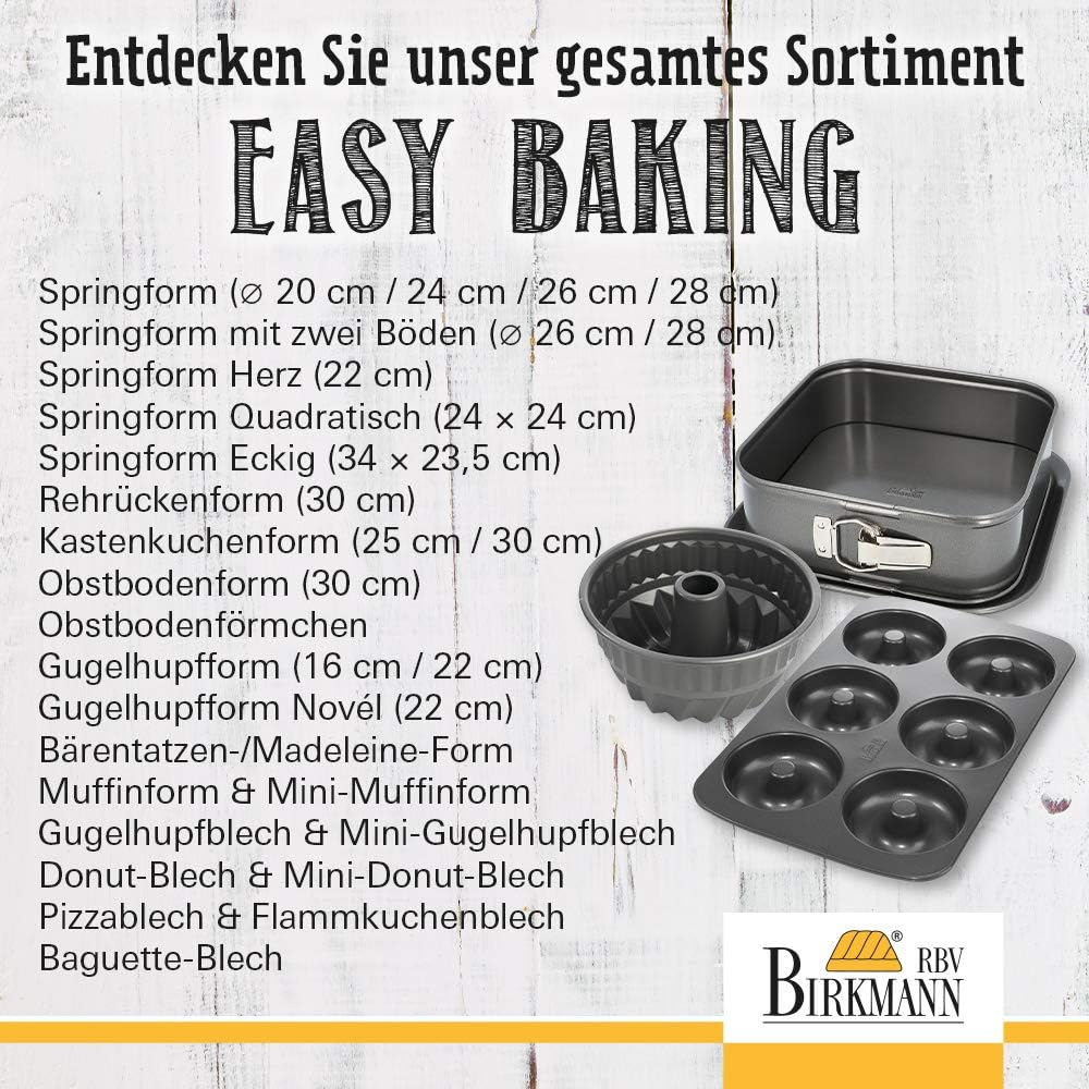 RBV Birkmann 881716 Easy Baking, Springform Eckig, 34 x 23,5 cm, Karbonstahl, Anthrazit