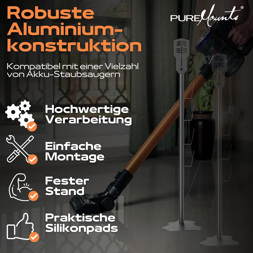PureMounts Staubsauger Ständer Halterung universal kompatibel mit Dyson, Philips, Samsung, Bosch, Mi