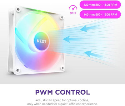 NZXT F120 RGB Core – 120 mm nabenmontierter RGB-Lüfter – 8 einzeln ansteuerbare LEDs – Halbtranspare