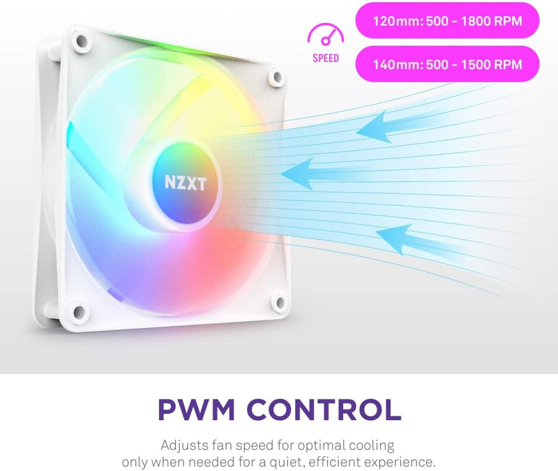NZXT F120 RGB Core – 120 mm nabenmontierter RGB-Lüfter – 8 einzeln ansteuerbare LEDs – Halbtranspare