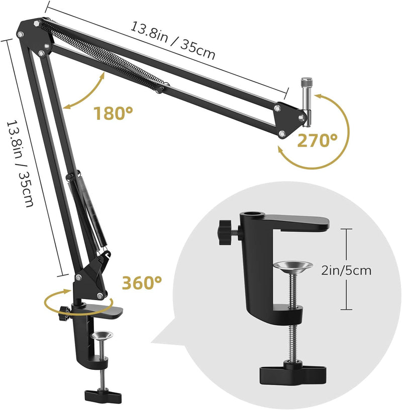 TONOR USB Gaming Mikrofon PC, Podcast Kondensator Microphone Kit Nierencharakteristik mit Arm Popsch