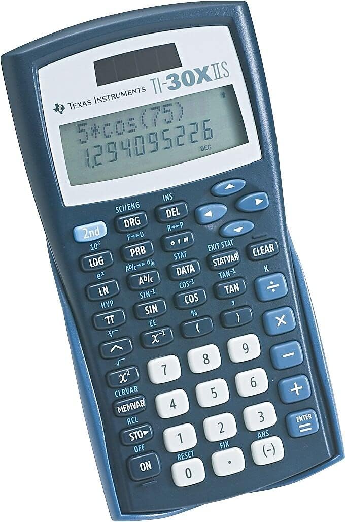 Texas Instruments TI-30 XIIS Schulrechner (zweizeilig, Solar- und Batteriebetrieb) Dunkelblau Single