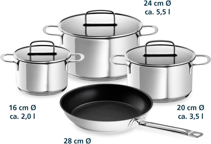 Schulte-Ufer Topfset Industar, 4tlg, Edelstahl, inkl. Testsieger Bratpfanne Industar DIAMAS-Pro (163