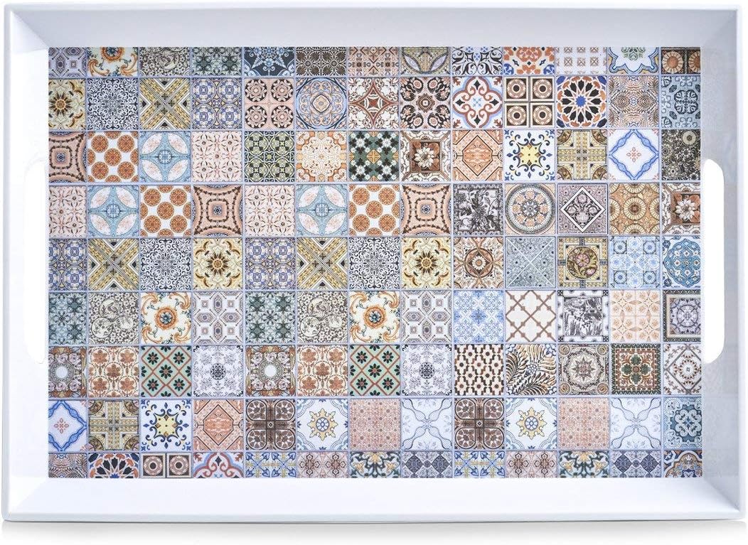 Zeller 26615 Melamintablett Mosaik, ca. 50 x 35 x 5 cm, Serviertablett Frühstückstablett, Mosaik