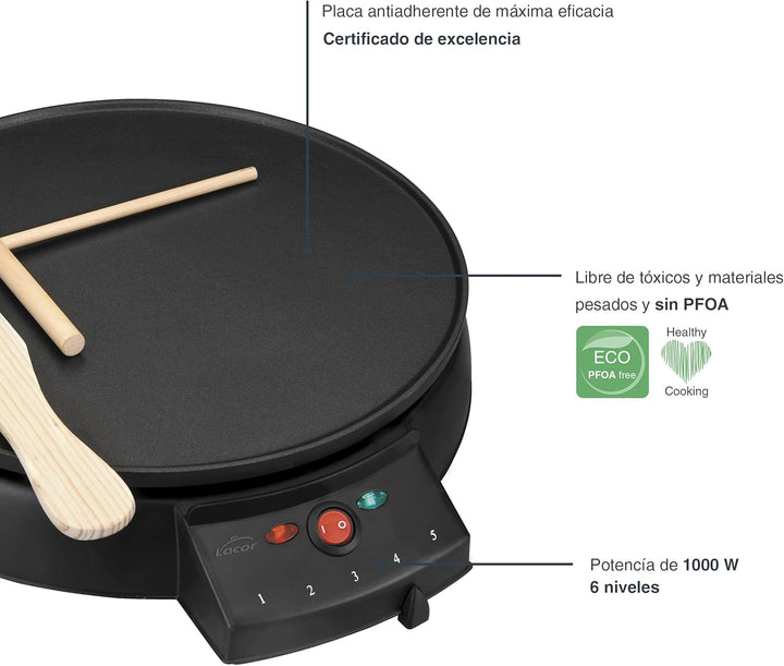 LACOR 69122 Crepes-Kochplatte Elektorat D.30 cm 1000