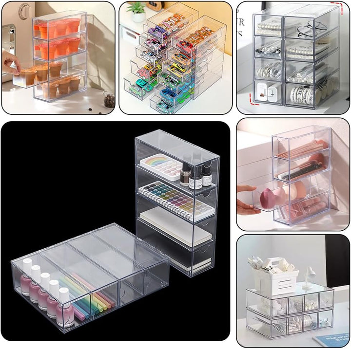 NBEADS 4 Stück Acryl Washi Tape Organizer, Durchsichtiger Washi Tape Aufbewahrungshalter Mit 4 Schub