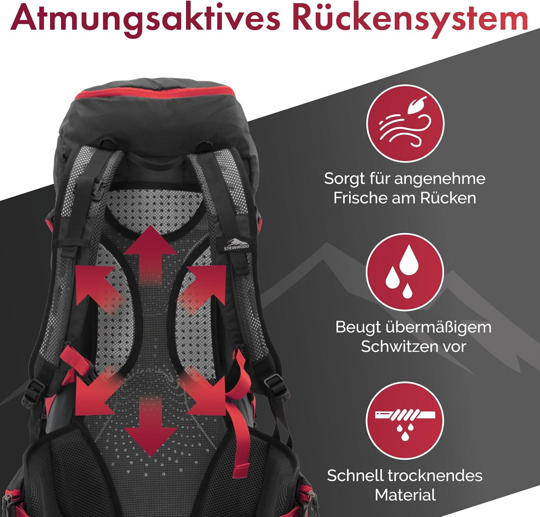 Steinwood Wanderrucksack Herren & Damen 35L - Outdoor-Rucksack, Reiserucksack, Tagesrucksack wassera