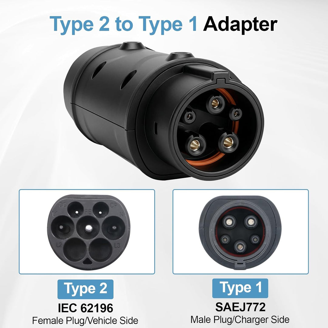 Typ 2 auf Typ 1 EV Ladeadapter, Max32A, 250 V, 7.4 kW IEC 62196 auf SAE J1772 Ladeadapter für Elektr