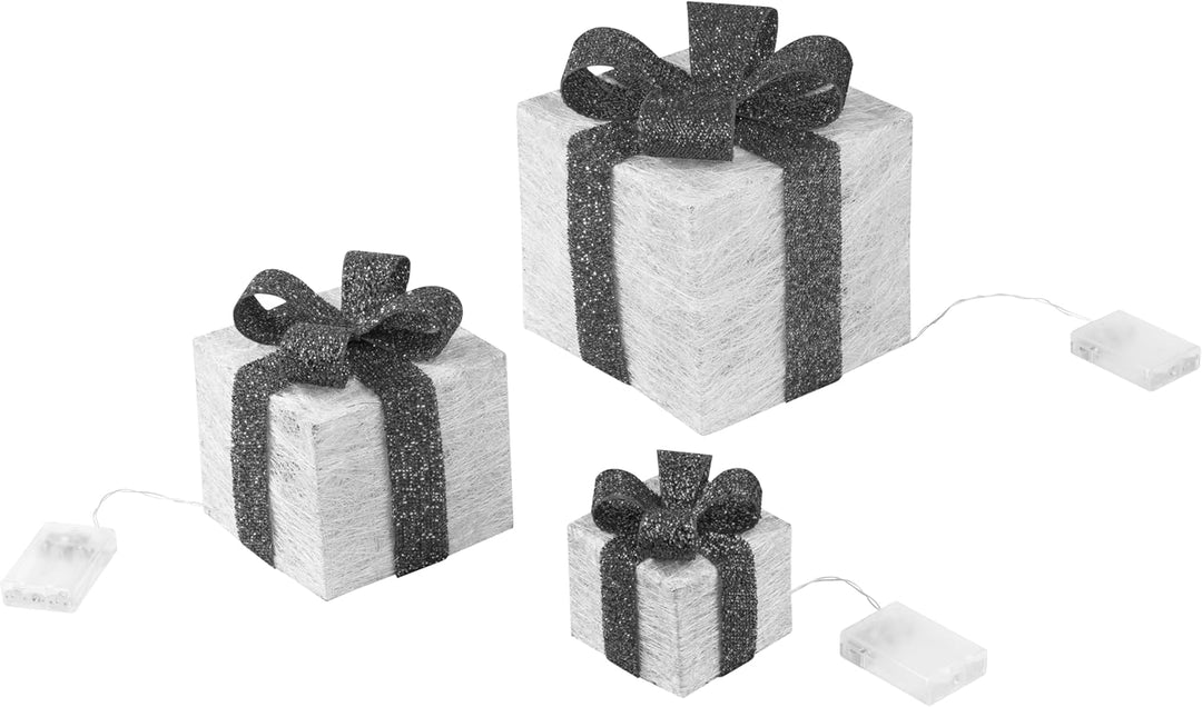Bambelaa! 3er Led Deko Geschenke Leucht Boxen Timer Weihnachts Dekoration Weihnachtsdeko Beleuchtet