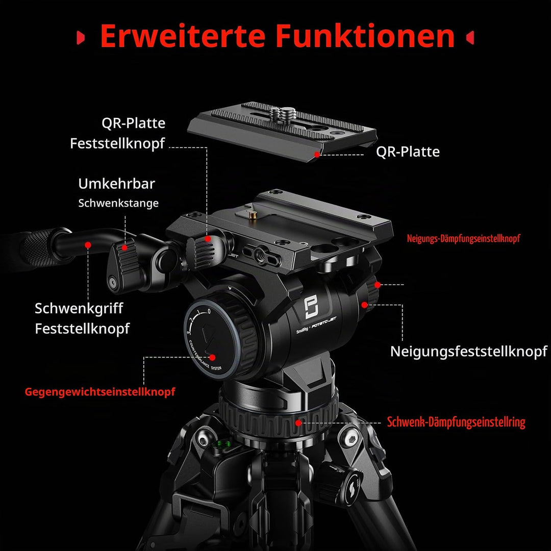 SMALLRIG x Potato Jet Tribex Hydraulisches Carbonfaser-Stativ Tripod, Schnell Ausziehbares Kamera-Vi
