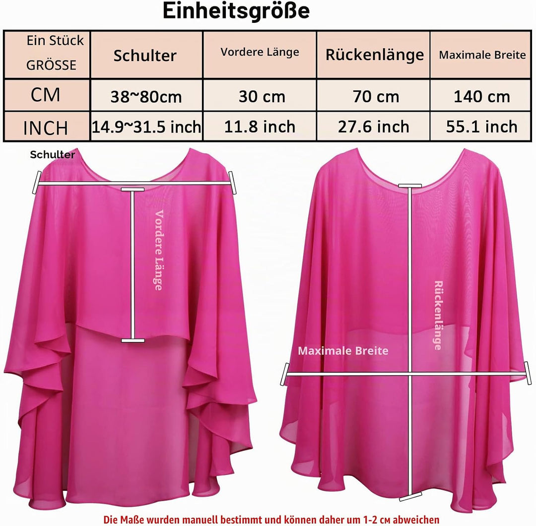 Ladiery Sheer Chiffon Capes Weiche Capelets für Frauen, leichte Tücher und Wraps für Abendpartykleid