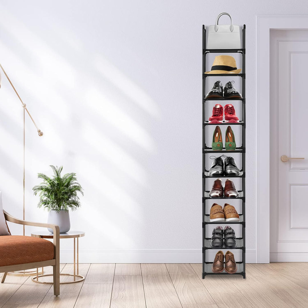 Hossejoy 10-Tier Schuhregal, Vielseitiges Schuhregal für Lagerung, Metall Schuhständer Organizer Rac