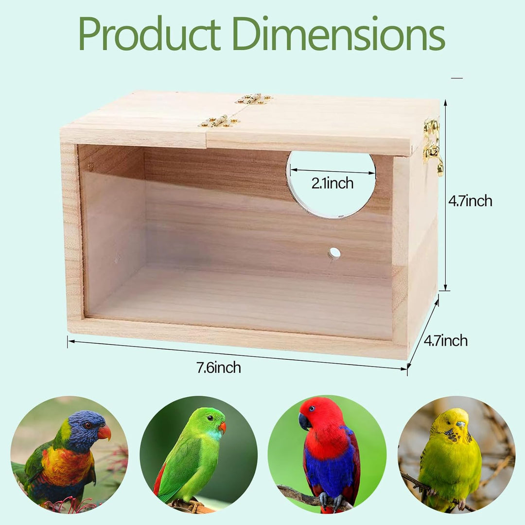 Sittich Nistkasten Vogelhaus, Wellensittich Nistkasten Transparentes Design, Vogelhäuschen aus Natur