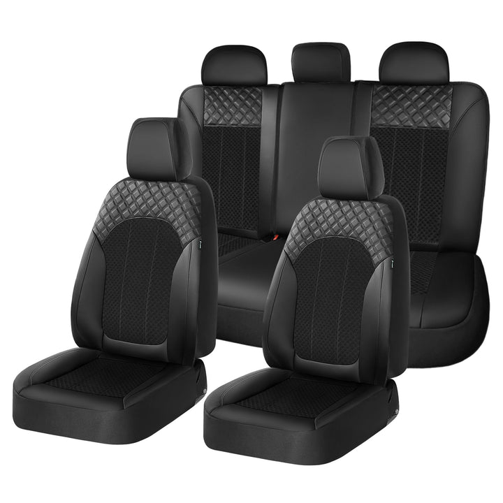 FLORICH Autositzbezüge Komplettset Vordersitzbezüge, PU Leder Air-Mesh Sitzbezüge Atmungsaktiver Sit