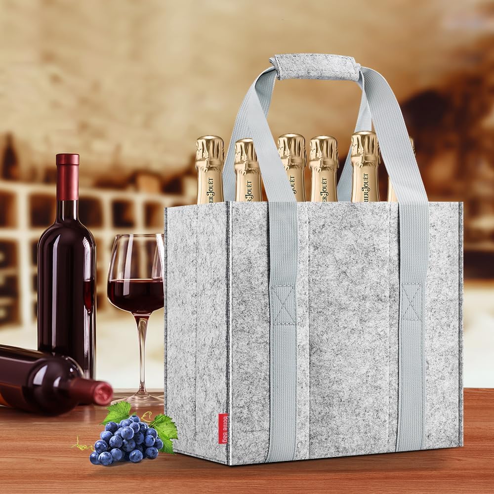 Eurhomewit Flaschentasche 6 Flaschen Flaschenträger, Filz Flaschen Tasche Wiederverwendbar Männerhan
