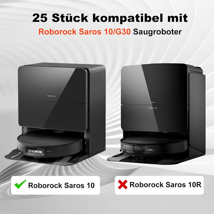 Saros 10 Zubehör für Roborock Saros 10 Saugroboter, 25 Stück, 2 Hauptbürsten, 4 Seitenbürsten, 4 Sta