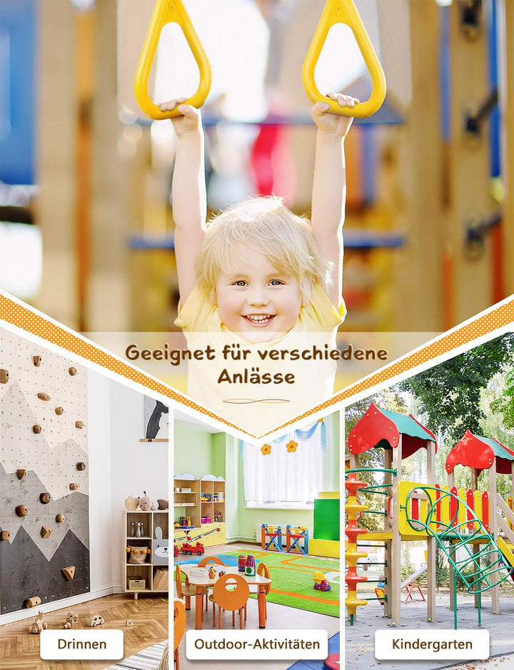 GHB Schaukel Trapez Schaukel Schaukel Kinder mit Kunststoff Turnringe für Kinder Outdoor zum Aufhäng