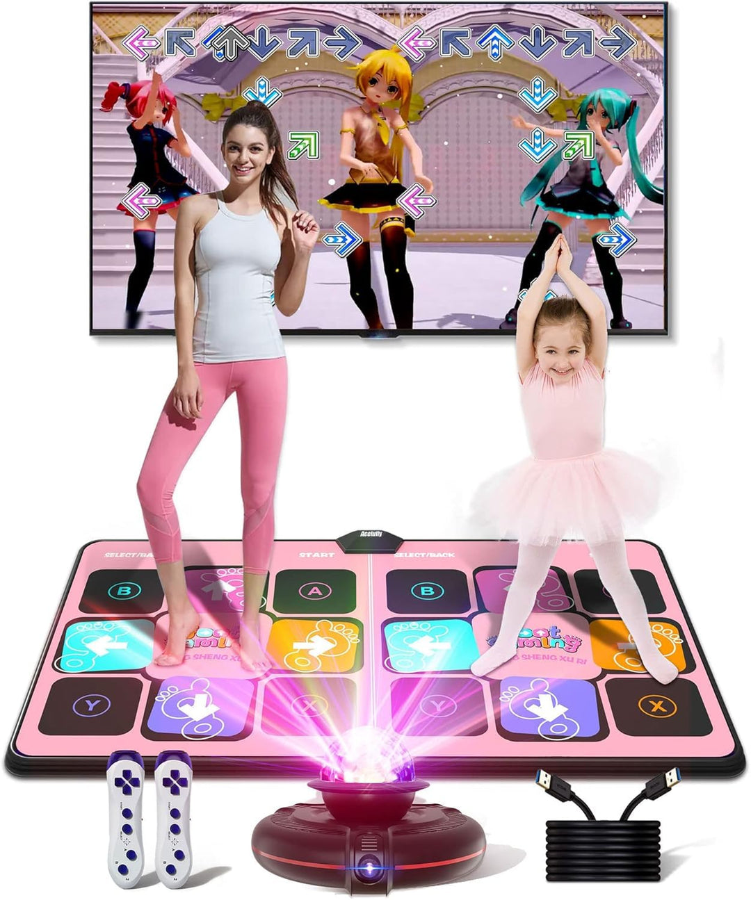 Tanzmatte, Musikalische Tanzmatten für Fernseher mit HD-Kamera, Doppelbenutzer-Tanz-Gamepad mit kabe