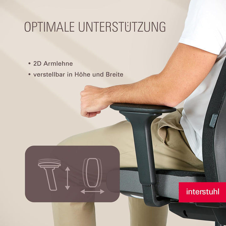 Interstuhl Style Soft+ Ergonomischer Bürostuhl mit hoher Rückenlehne – Schreibtischstuhl für grosse