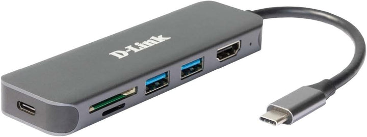 D-Link DUB-2327 6-in-1 USB-C Hub mit Power Delivery (PD 60W, 4K HDMI, 2 USB 3.0 Ports, SD/MicroSD Ca