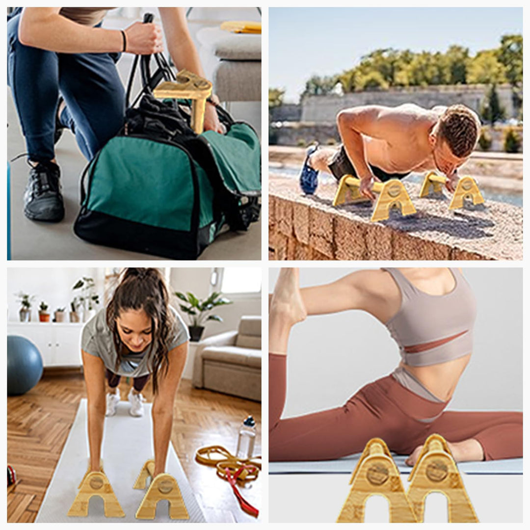Liegestützgriffe aus Holz, 2 x Gelenkschonende & Rutschfeste Paralletes, Ergonomische Push Up Bars f