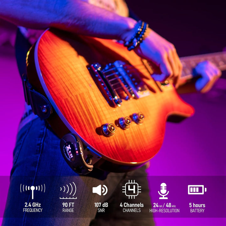 Xvive U2 Wireless Digital Transmitter/Receiver System for Guitar, Bass and Other Instruments, Rechar