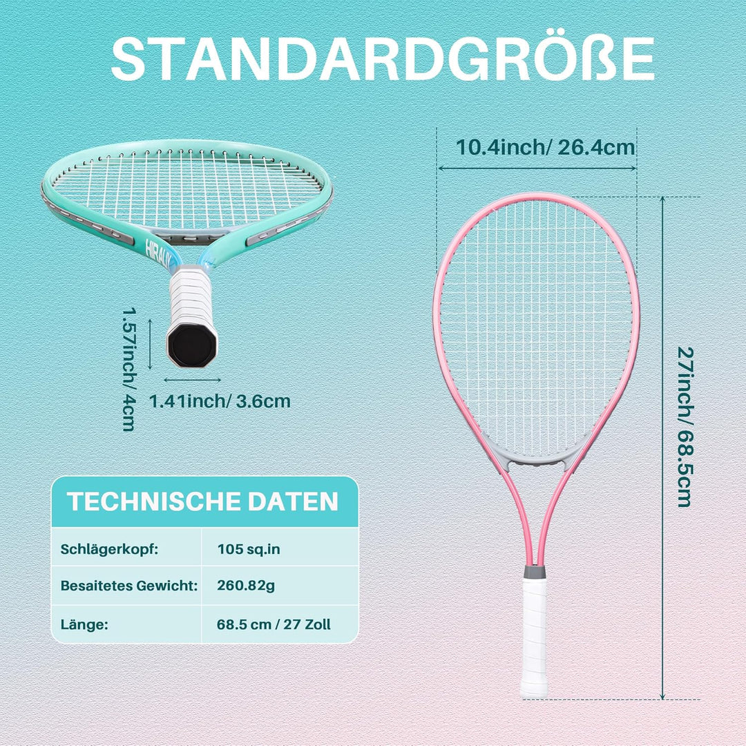 HIRALIY Tennisschläger-Set für Erwachsene, 68,6 cm, vorbespannte Tennisschläger für 2 Spieler, 2 Ove
