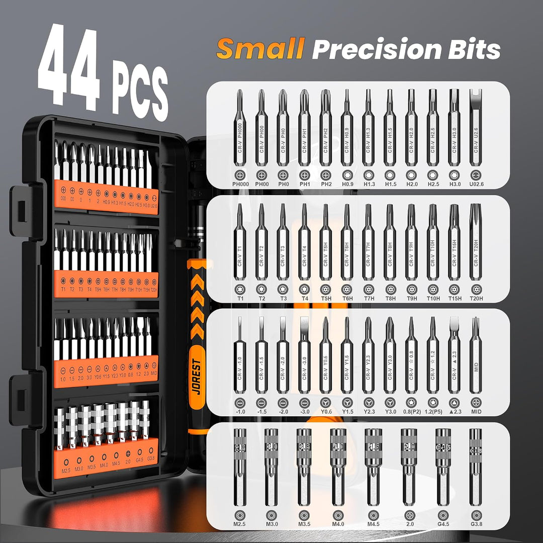 JOREST 59Pcs Feinmechaniker Schraubendreher Set, Mini Werkzeug mit Torx T5 T6 T8, T9, P5 usw, Repara