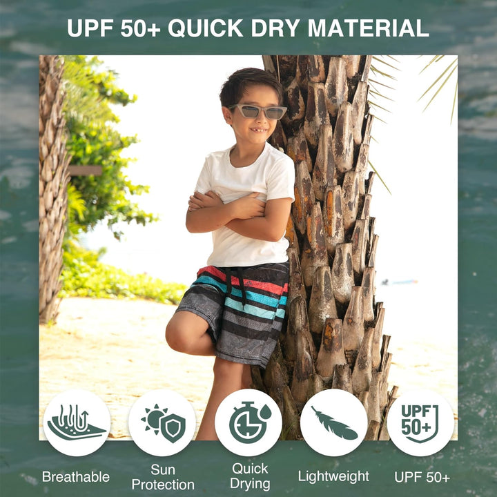 Kanu Surf Jungen Badehose Static Geo Quick Dry Beach Board Shorts Swim Trunk L Echo Schwarz, L Echo